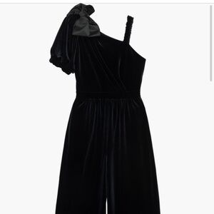 Habitual Kids' Black Satin Bow Jumpsuit